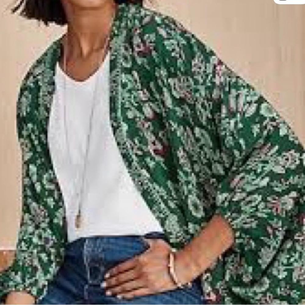 Floral Green Women's J Jill Kimono size Small-Large viscose